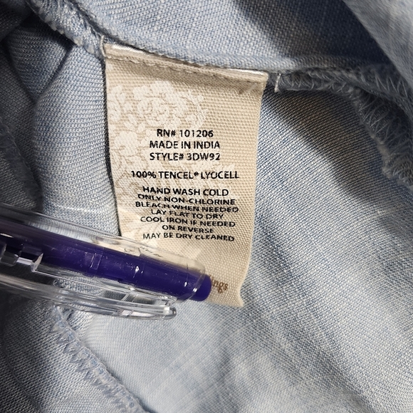 Soft surroundings women's tunic top blouse size PXS blue long sleeve - Picture 6 of 10